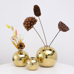 Golden Spherical Ceramic Vase Ornaments