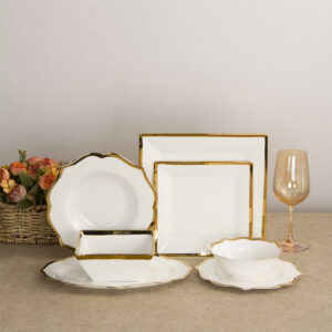 Simple Home Light Luxury Electroplated Gold Edge Ceramic Plate