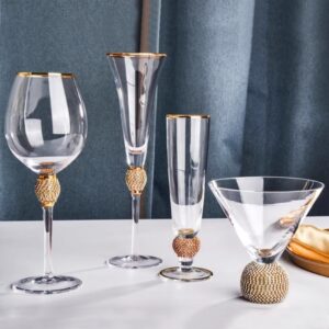 Diamond gold rimmed champagne glassHLG-311033,HLG-311034