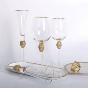 Diamond gold rimmed champagne glassHLG-311031,HLG-311032